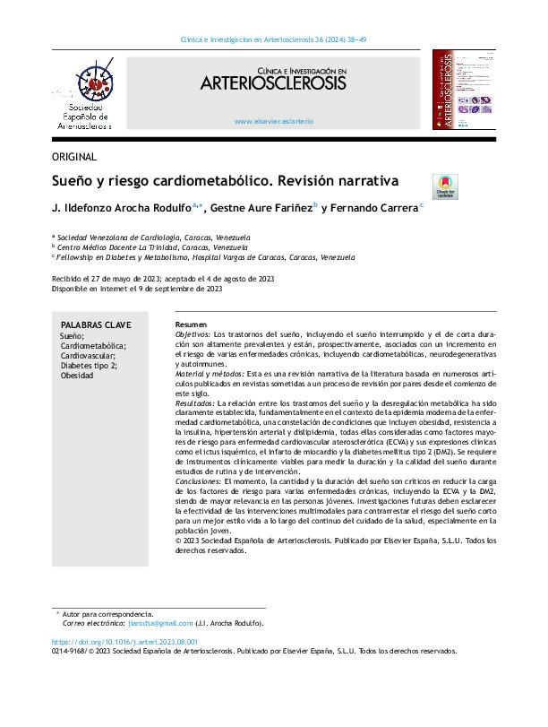 Sueño y riesgo cardiometabólico. Revisión narrativa