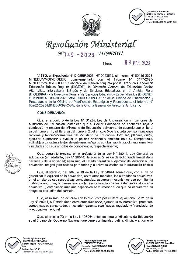 Norma Técnica denominada "Disposiciones para la prestación del servicio educativo en las instituciones y programas educativos de la educación básica para el año 2023",