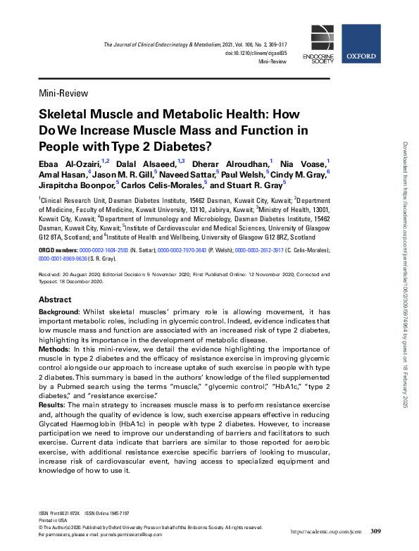 BMúsculo esquelético y salud metabólica: ¿Cómo podemos aumentar la masa y la función muscular en personas con diabetes tipo 2? 