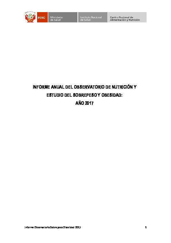 INFORME ANUAL DEL OBSERVATORIO DE NUTRICIÓN Y ESTUDIO DEL SOBREPESO Y OBESIDAD 2017