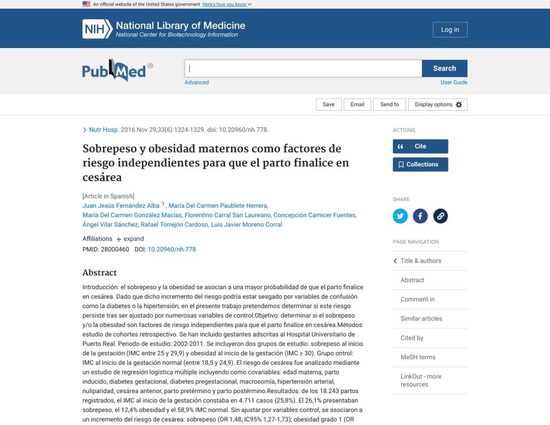 Sobrepeso y obesidad maternos como factores de riesgo independientes para que el parto finalice en cesárea