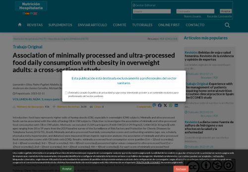 Asociación del consumo diario de alimentos mínimamente procesados y ultraprocesados con la obesidad en adultos con sobrepeso: un estudio transversal