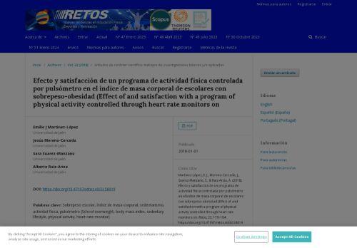 Efecto y satisfacción de un programa de actividad física controlada por pulsómetro en el índice de masa corporal de escolares con sobrepeso-obesidad